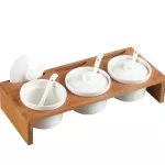 Ceramic Seasoning Box Salt Cans Seasoning Bottle Seasoning Cans Home with 3 Suits