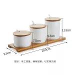 Ceramic Seasoning Box Salt Cans Seasoning Bottle Seasoning Cans Home with 3 Suits
