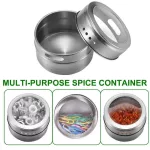 Youool Magnetic Spice Jar Stickers Stainless Steel Spice Cans Storage Container Pepper Seasoning Sprays Kitchen Powder Storage