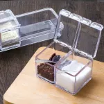 3/4PCS Clear Tempero Seasoning SPICE BOX RACK SPICE CONDIMENT POTS Storage Container Cruet with Lid Spoon Kitchen Supplies