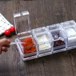 3/4PCS Clear Tempero Seasoning SPICE BOX RACK SPICE CONDIMENT POTS Storage Container Cruet with Lid Spoon Kitchen Supplies