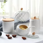 Chinese Style Style Style Style Carmic Seasoning Jar Salt and Pepper Shakers with Cover Kitchen Supplies Seasoning Box