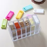 Transparent Spice Jar Set Salt Pepper Seasoning Bottle Colorful Lid Kitchen Cruet Storage Container