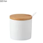 Chinese Style Style Style Style Carmic Seasoning Jar Salt and Pepper Shakers with Cover Kitchen Supplies Seasoning Box