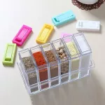 6pcs/Set Spice Jar Seasoning Box Kitchen Spice Storage Bottle Jars Transparent PP Salt Pepper Sprayer Storage Bottle Tools