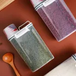 Fancity Japanse-Steyle Plastic Rice Bucket with Measuring Cup Storage Tank Millet Cylinder Grain Moisture-Proof Storage Box