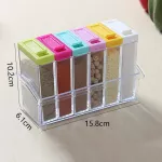 6pcs/Set Spice Jar Seasoning Box Kitchen Spice Storage Bottle Jars Transparent PP Salt Pepper Sprayer Storage Bottle Tools