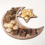 Wooden Eid Mubarak Decor Islamic Ramadan Decoration Dessert Plate Food Organization