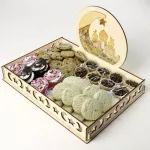 Wooden Eid Mubarak Decor Islamic Ramadan Decoration Dessert Plate Food Organization