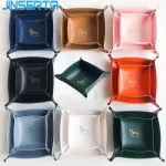 JINSERTA PU Leather Folding Tray Jewelry Display Plate Earrings Rings Cosmetic Organizer Desk Key Coin Watch Sundries Box