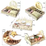 Wooden Eid Mubarak Decor Islamic Ramadan Decoration Dessert Plate Food Organization