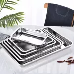 Rectangular Food Shallow Trays Stainless Steel BarbeCue Fruit Storage Plate Steamed Dish Pastry Baking Pan Kitchen Utensils