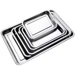 Rectangular Food Shallow Trays Stainless Steel BarbeCue Fruit Storage Plate Steamed Dish Pastry Baking Pan Kitchen Utensils