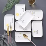 Nordic Rectangular Flamingo Ceramic Storage Dessert Tray Breakfast Plate Snack Fruit Plate Tray Decorative Home Organizer