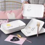 Nordic Rectangular Flamingo Ceramic Storage Dessert Tray Breakfast Plate Snack Fruit Plate Tray Decorative Home Organizer