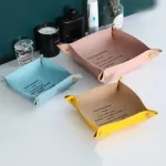 Desk Storage Tray Elegant PU Leather Desk Organizer Tay Key Storage Nordic Home Jewelry Lipstick Storage Box