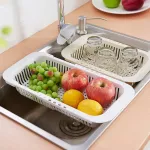 Kitchen Plastic Dish Drainer Tray Large Sink Drying Rack Storage Organizer Adjustable Kitchenware Cutlery Drip Plate