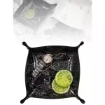 Leather Valet Tray Organizer Nightstand Desk Dresk Dreser Jewelry Catchall Tray for Key Coin Change Phone Wallet Marbling Design