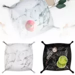 Leather Valet Tray Organizer Nightstand Desk Dresk Dreser Jewelry Catchall Tray for Key Coin Change Phone Wallet Marbling Design