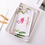 Nordic Flamingo Storage Rectangle Fruit Dessert Drink Storage Home Decoration Plate Creative Penh Jewelry Dish