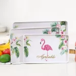 Nordic Flamingo Storage Rectangle Fruit Dessert Drink Storage Home Decoration Plate Creative Penh Jewelry Dish