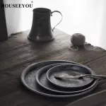 Handcrafted Metal Serving Tays Antique Round Wrough Iron Storage Dessert Fruit Cake Bread Plate Home Kitchen Decoration