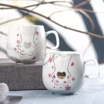 Flamingo Milk Coffee Mugs Ceramic Mug Travel Cup Cute Cat Foot Ins 72*85mm 350ml