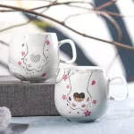 Flamingo Milk Coffee Mugs Ceramic Mug Travel Cup Cute Cat Foot Ins 72*85mm 350mml