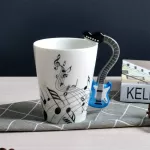 250ml/400ml Guitar Ceramic Mug Personality Music Note Milk Juice Coffee Tea Hot Drinking Cup Home Office Drinkware Music Lover