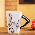 Nordic Porcelain Music Milk Milk Creative Guitar Style Ceramic Coffee Cup Teacups with Handle Drinkware Novelty s