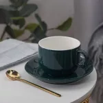 Ceramic Coffee Cup and Saucer with Spoon Household English Afternoon Tea Cup Coffee Mug Set