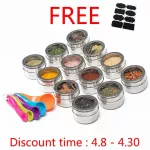 Stainless Steel Spice Pot with Magnetic Storage Container Pepper Seasoning Tool Seasoning Pot Set with Stickers Kitchen Supplies