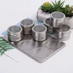 Stainless Steel Spice Pot with Magnetic Storage Container Pepper Seasoning Tool Seasoning Pot Set with Stickers Kitchen Supplies