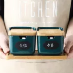 Nordic Ceramic Seasoning Pot Set Kitchen Salt Sugar Bowl MSG Seasoning Box HouseHold Seasoning Bottle Square Pepper Pot