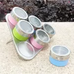 6pcs Magnetic Spice Jars Magnetic Cruet Condiment Spices Set Stainless Steel Condimento Canister Sauce Bottle Seasoning Tools