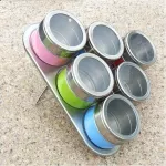 6pcs Magnetic Spice Jars Magnetic Cruet Condiment SPICES STAINLESS STEEL STEEL CONSTENTO Canister Sauce Bottle Seasoning Tools