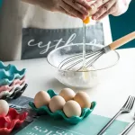 Ceramic 6 Grill Egg Tay Box Home Kitchen Refrigort Fresh Egg Storage Box Cooking Tableware Baking Kitchen Egg Storage
