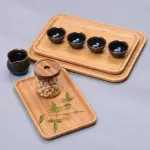 1PC Wooden Bamboo Tray Tea Cup Saucer Fruit DESSERT DINNER PLANT Storage Pallet Decoration Sushi Food Rectangular Plate