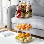 New 360 Rotation Cabinet Organizer Storage Spice Drink Cosmetic Storage Rack Pet Transparent Turntable for Kitchen Bathroom Room