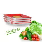 2PCS Stackable Food Preservation Tray Vacuum Seal Food Storage Container with Elastic Lid Oven Microwave Reusable Kitchen Tools
