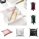 Leather Storage Tray Foldable Trage Box Pu Leather Square for Dice Table Games Key Wallet Coin Jewelry Tray Desk