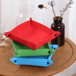 Foldable PU Leather Storage Box Square for Dice Table Games Key Wallet Coin Box Storage Box Tray Desk