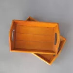 Retro Wooden Curved Serving Tray Storage Box Food Holder for Family Dinner Tay