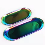 Nordic Style Golden Oval Plate Jewelry Storage Small Tray Steel Snack Tray Metal Storage Tay