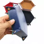 Dice Tray Foldable Metal Dice Rolling Tray Holder Storage Box for RPG DND Table Game Double Sedd Folding Leather Velvet OW