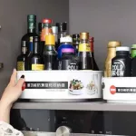 Home Organizer Tray Rotating Fridge Organizer Cosmetics Tray Kitchen Organizer Non-Slip Small/Large