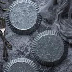 JINSERTA VINTAGE Antique Metal Tray Handcrafted Round Wrought Iron Storage Rustic Retro Tray for Home Church Wedding