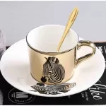 Creative Ceramics Coffee Cup Set Luxury Handgrip Animal Mugs With Tray -Grade Porcelain Afternoon Tea Milk Cup Drinkware