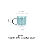 250ml Creative Double Glass Coffee Milk Cups Transparent Drinkware Teacup Heat Insulation Office Home Handgrip Mug