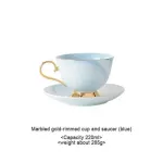 Marble Pattern Ceramic Coffee Cup Saucer Sets Gold Porcelain Tea Milk Breakfast Mugs Birthday Spoon Dishes